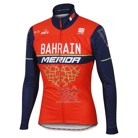 Bahrain Merida Ropa Ciclismo Culotte Largo 2017 Mangas Largas Rojo